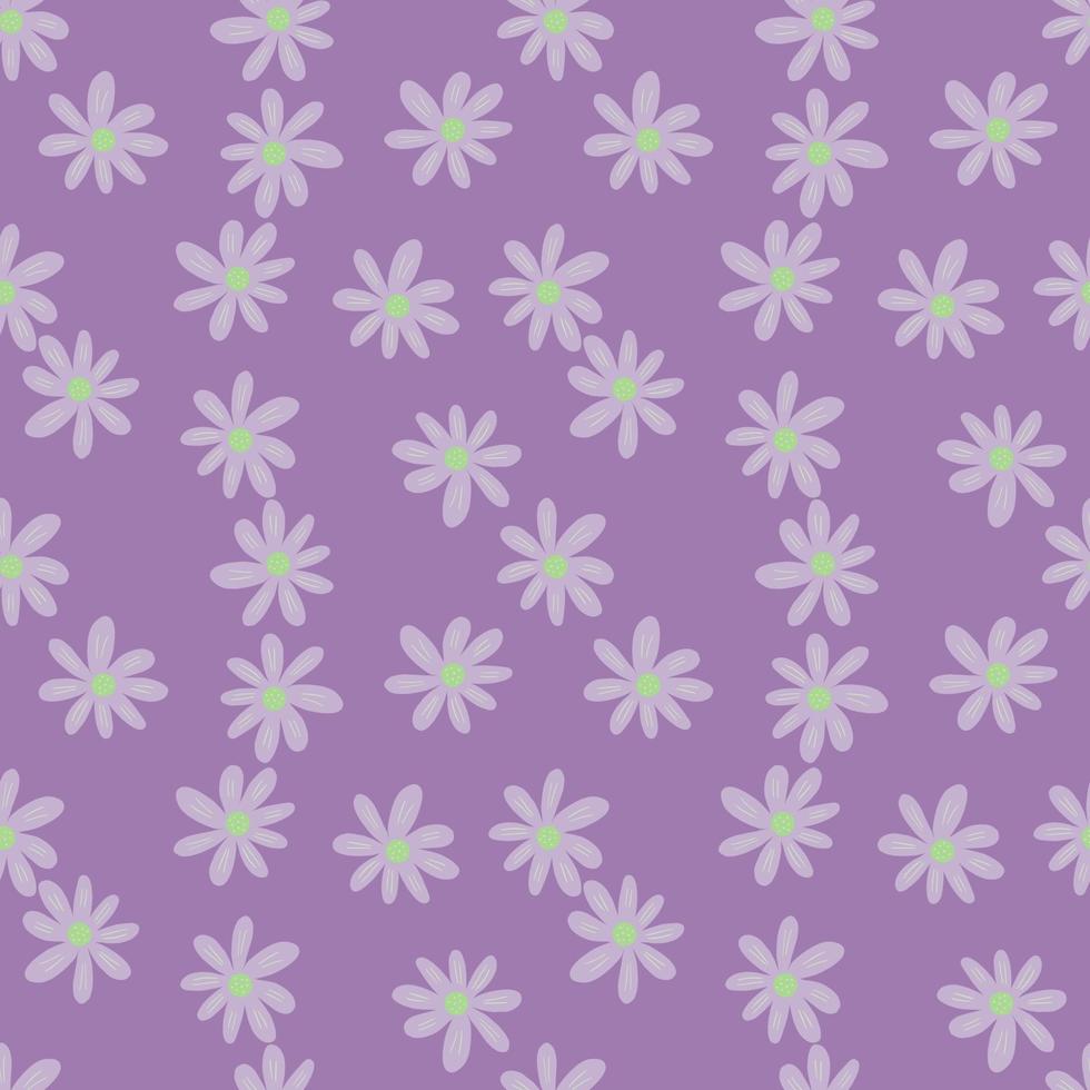 Small ditsy seamless pattern on lilac background. Cute chamomile print. Floral ornament. vector