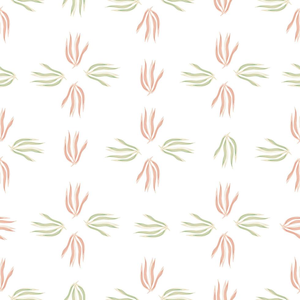 Abstract green and red seaweeds seamless pattern on white background. vector