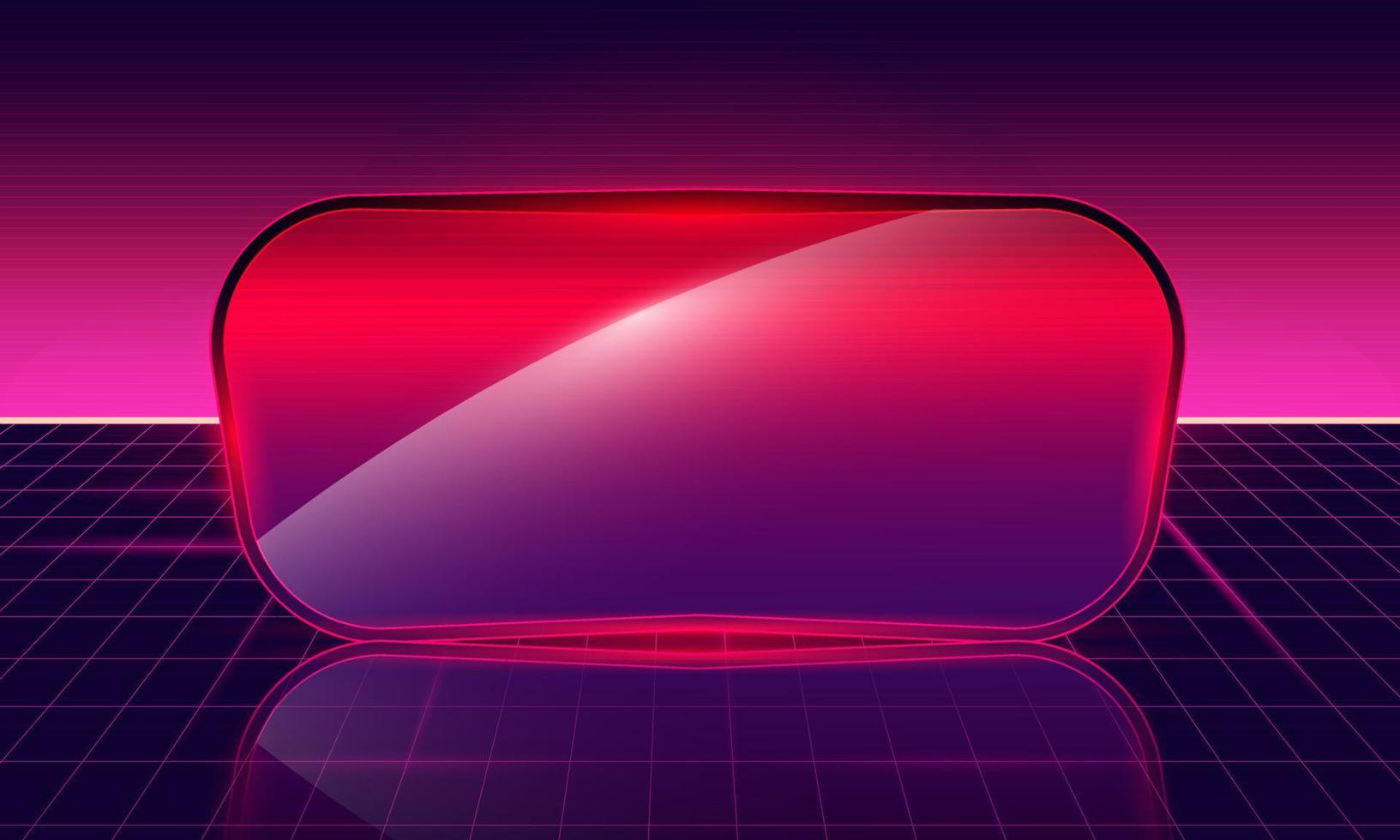 Glasses of Retro Sci-Fi Background Futuristic Grid landscape , 90's. vector