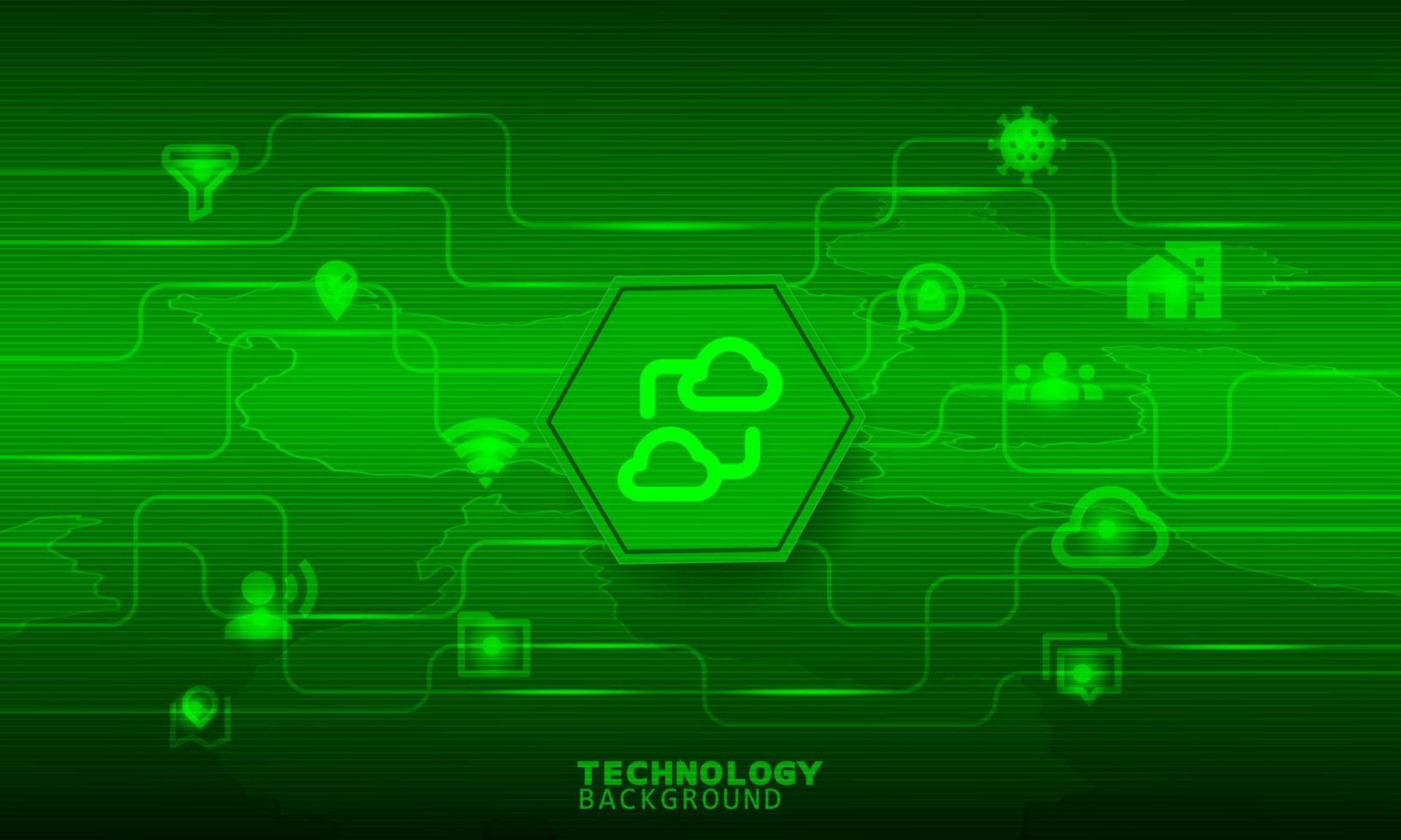 Chart business diagram icon in green hexagon with communication icons. vector