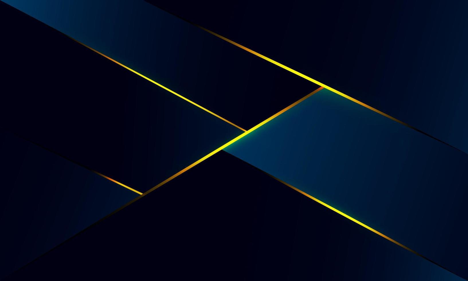 Abstract blue polygon triangles shape pattern background with golden line and lighting effect luxury style. Illustration Vector design digital technology concept.