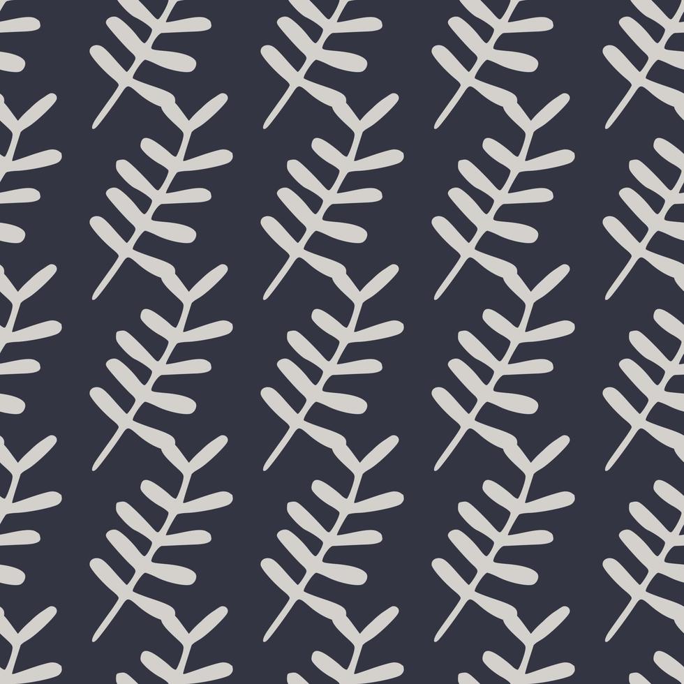 Botanic seamless dark navy blue background seamless pattern. Light botanic ornament. vector