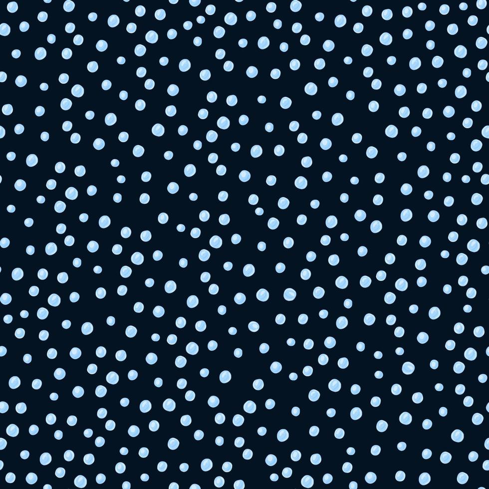 Stylized aqua print seamless pattern with bubbles shapes. Water ball ornament in blue colors on black background. vector