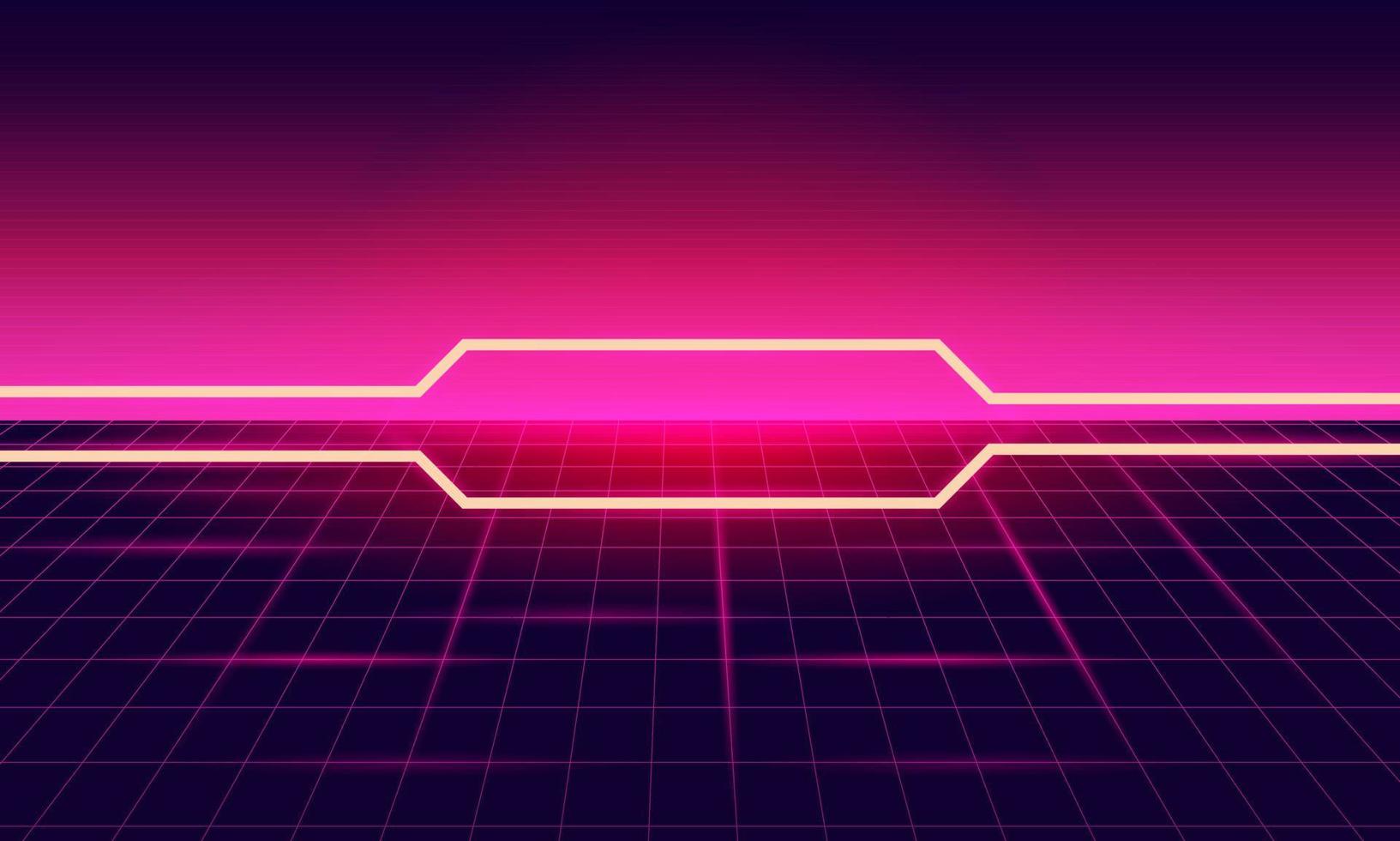 Creative design with color lines. of Retro Sci-Fi Background Futuristic Grid landscape vector
