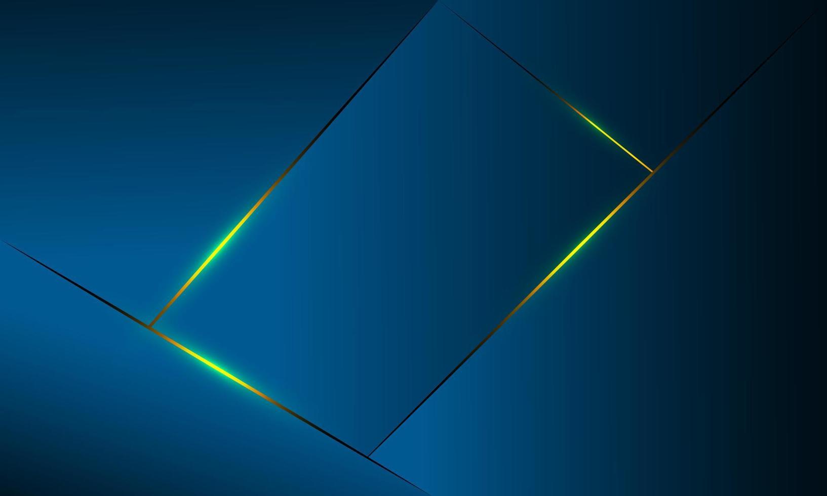 Abstract blue polygon triangles shape pattern background with golden line and lighting effect luxury style. Illustration Vector design digital technology concept.