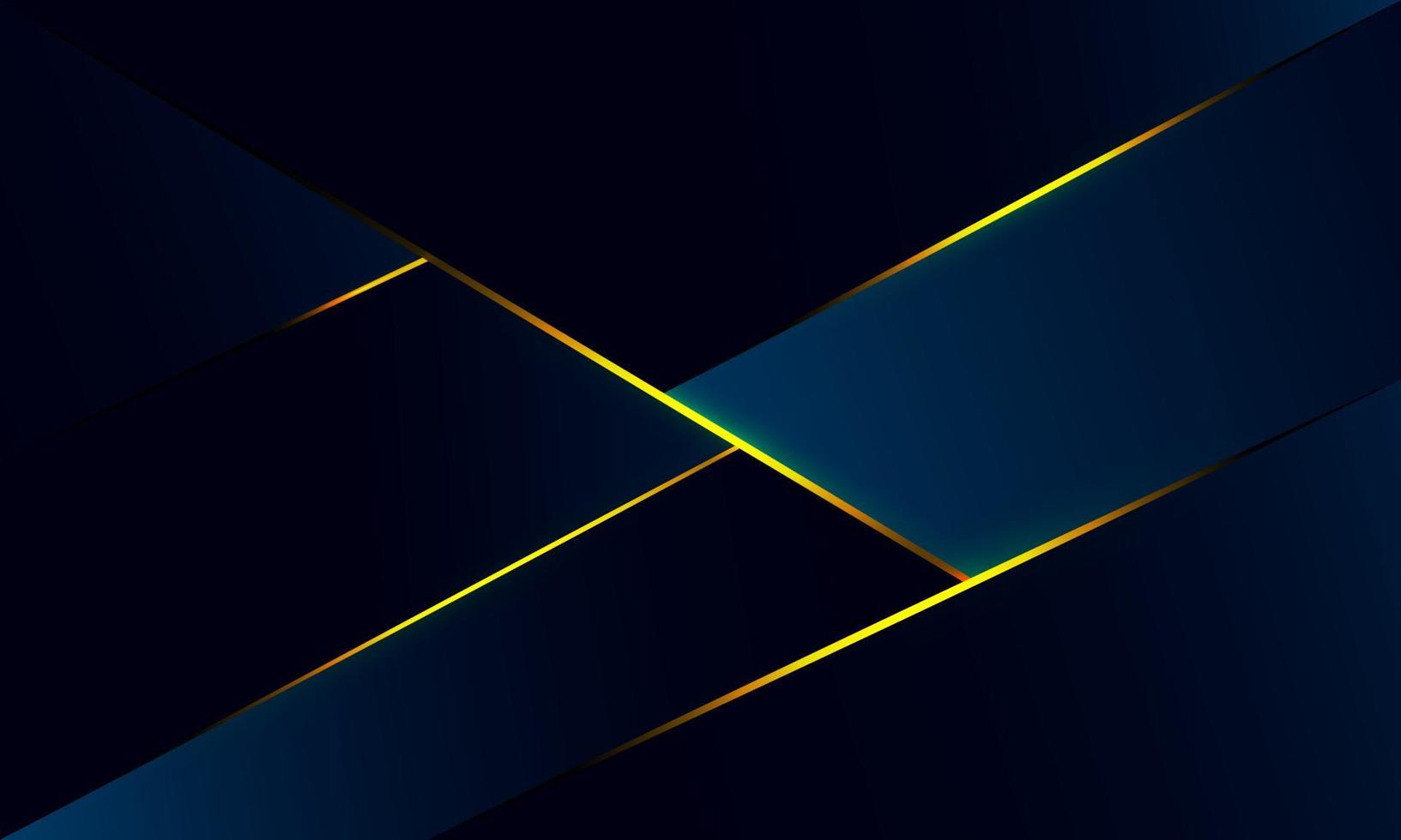 Abstract blue polygon triangles shape pattern background with golden line and lighting effect luxury style. Illustration Vector design digital technology concept.