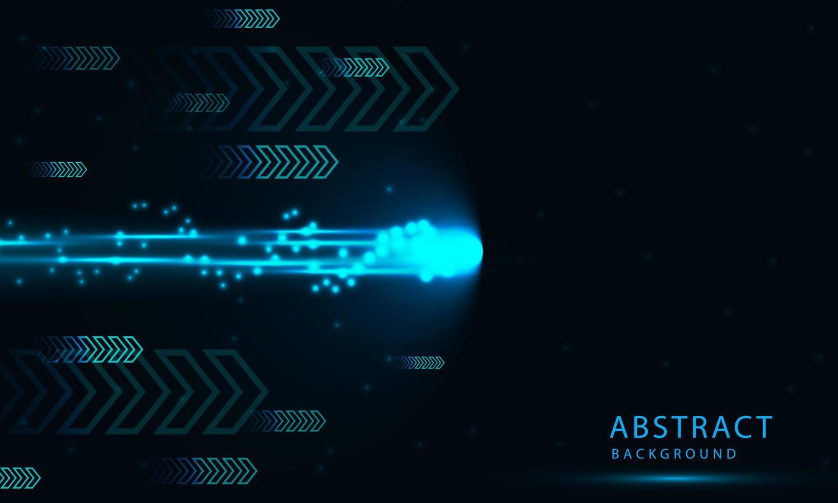 Abstract technology vector background with Hi speed lights dark blue backdrop with Arrow Light out background.