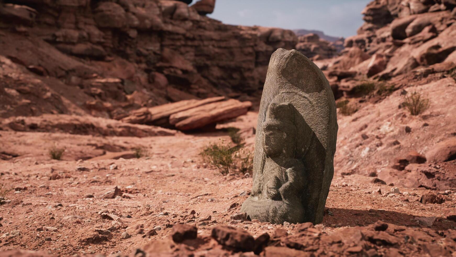 Ancient Statue on the Rocks Desert 5593130 Stock Photo at Vecteezy