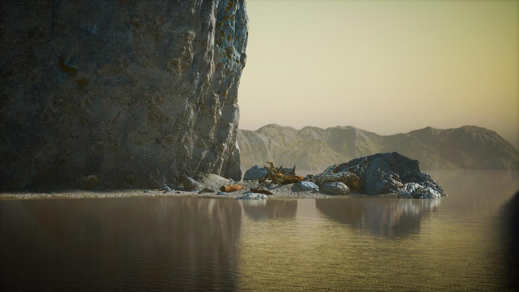 seascape with white rocky cliffs in sea bay photo