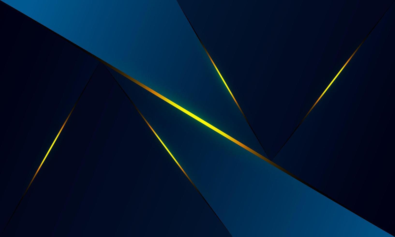Abstract blue polygon triangles shape pattern background with golden line and lighting effect luxury style. Illustration Vector design digital technology concept.