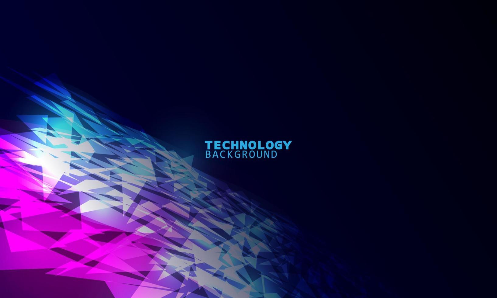 Vector illustration technology with triangles over dark blue and pink background.