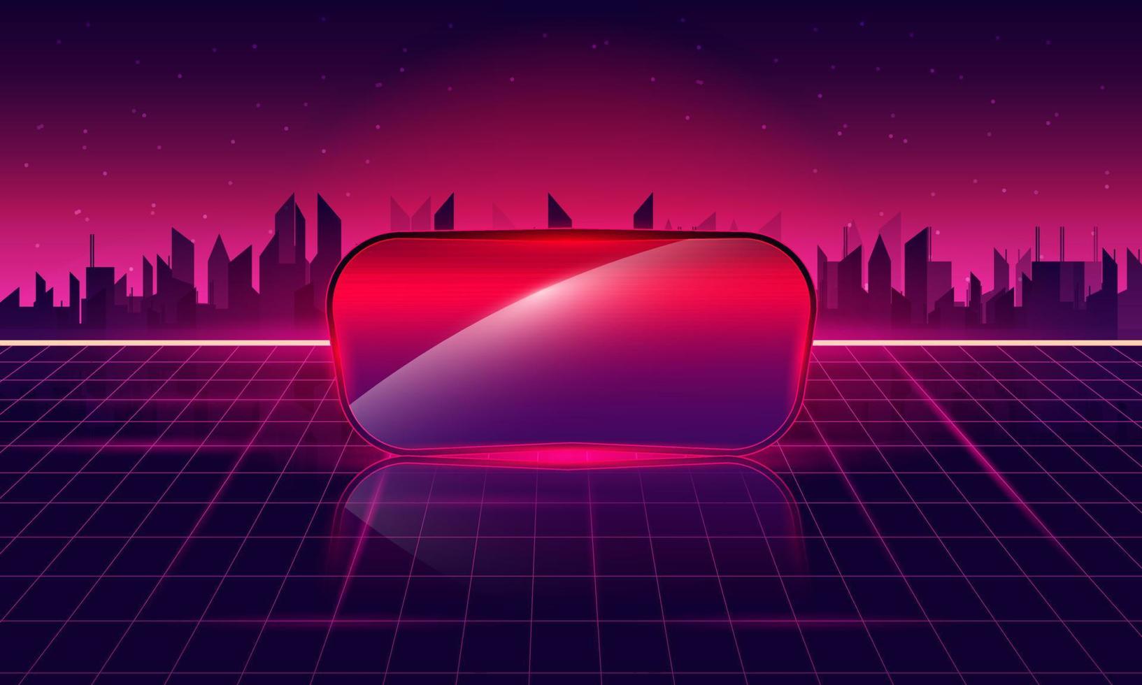 gafas de fondo de ciencia ficción retro paisaje de cuadrícula futurista, años 90. vector