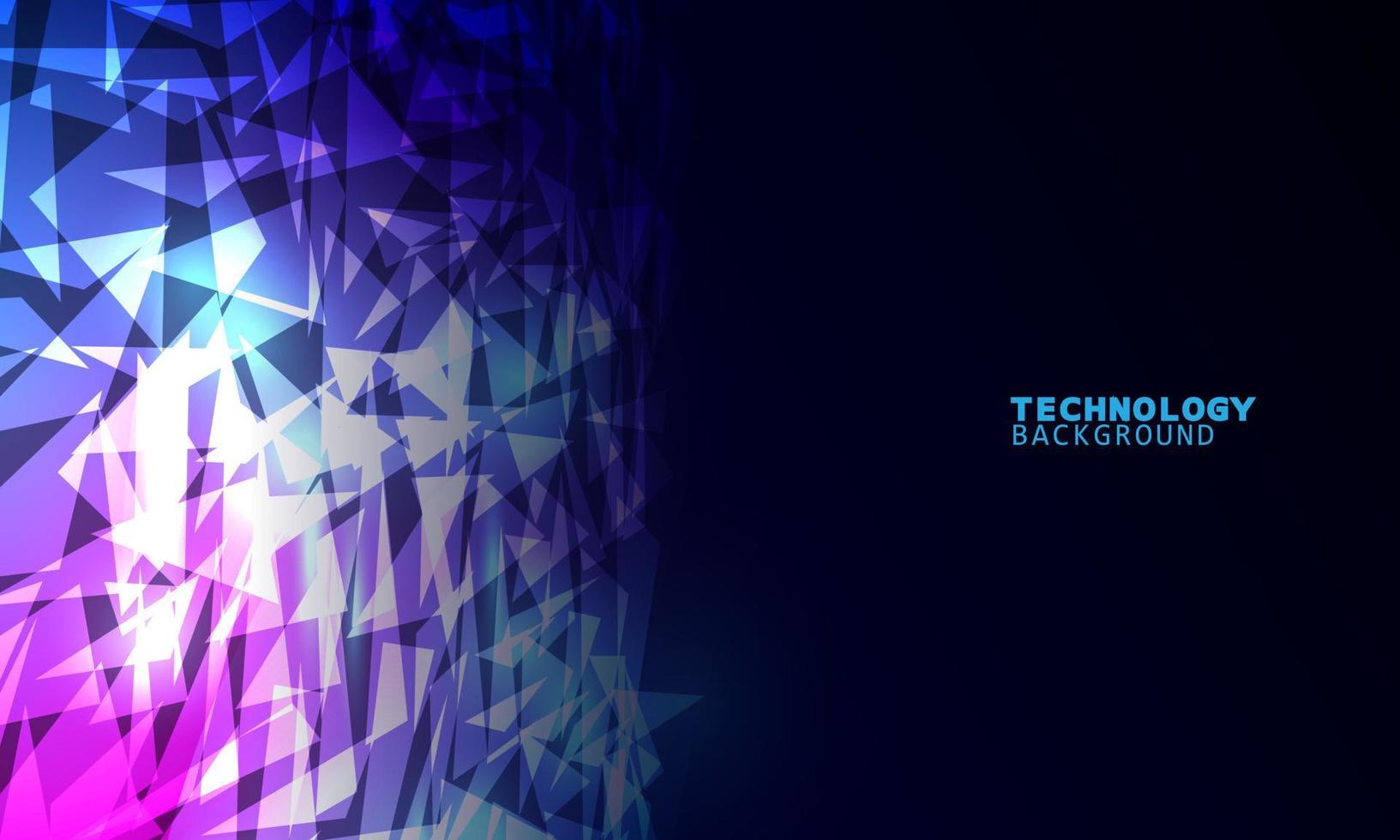 Vector illustration technology with triangles over dark blue and pink background.