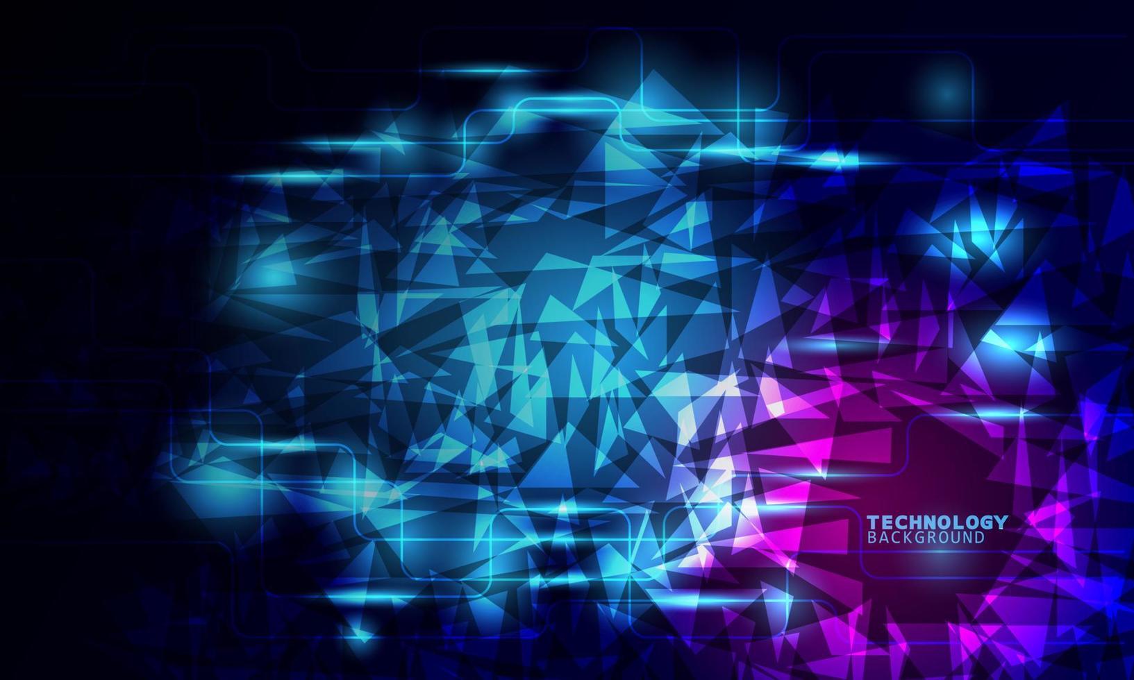 Vector illustration technology with triangles over dark blue and pink background.