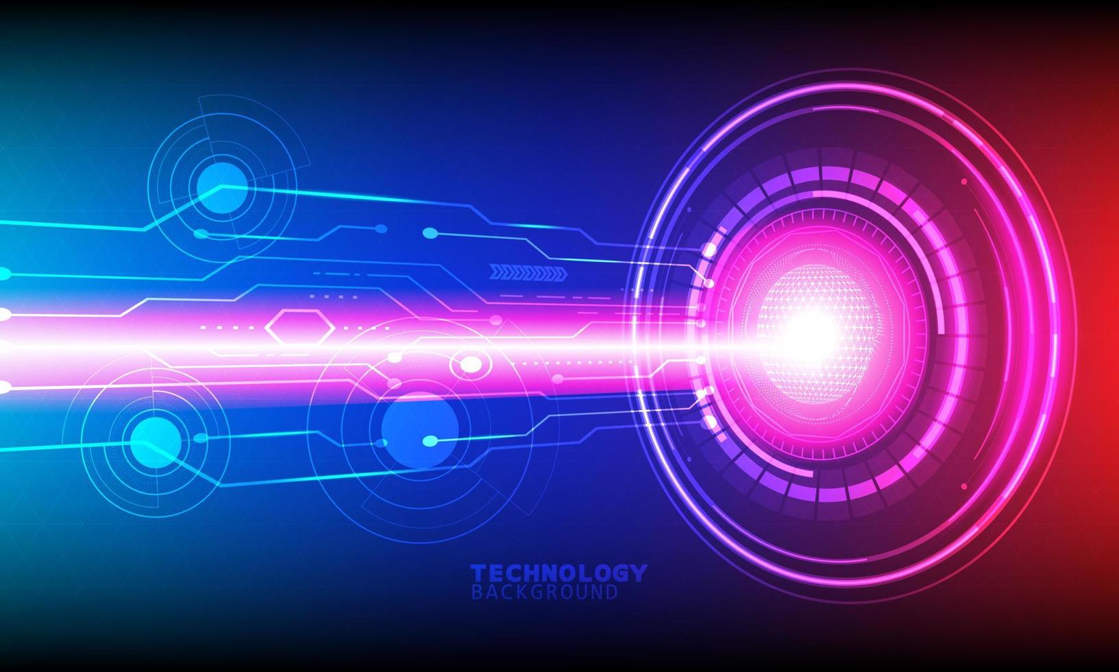 vector background abstract technology communication concept. Cyber circle laser figure on abstract background . Blue and red .