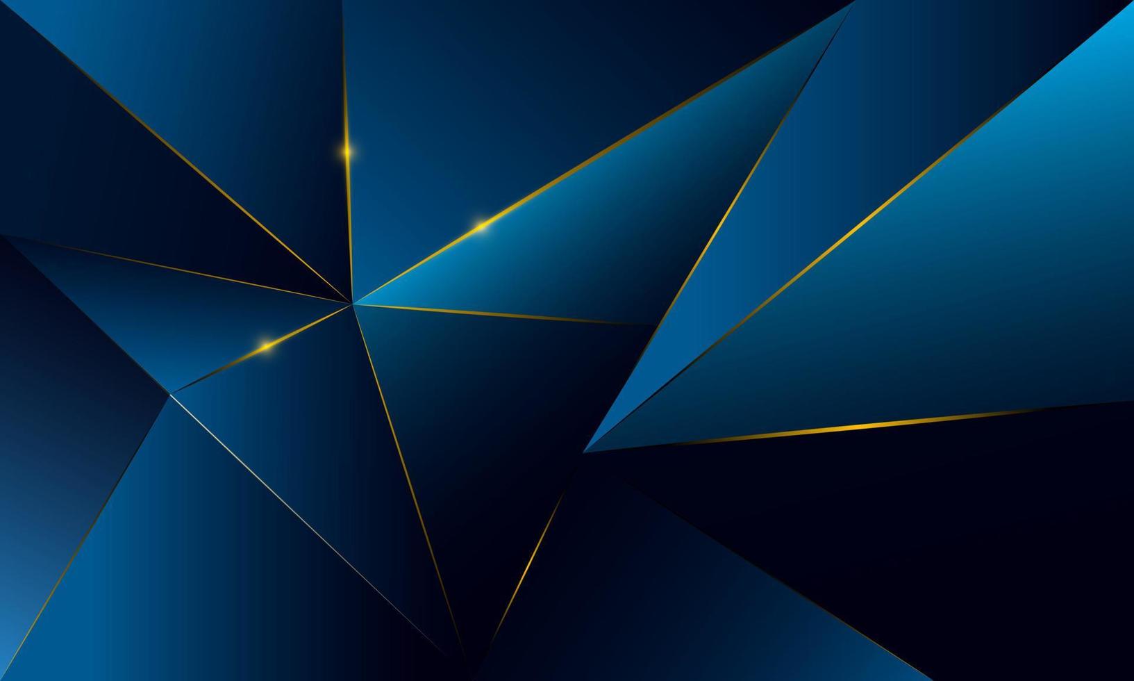 Abstract blue polygon triangles shape pattern background with lighting effect luxury style. Illustration Vector design digital technology concept.