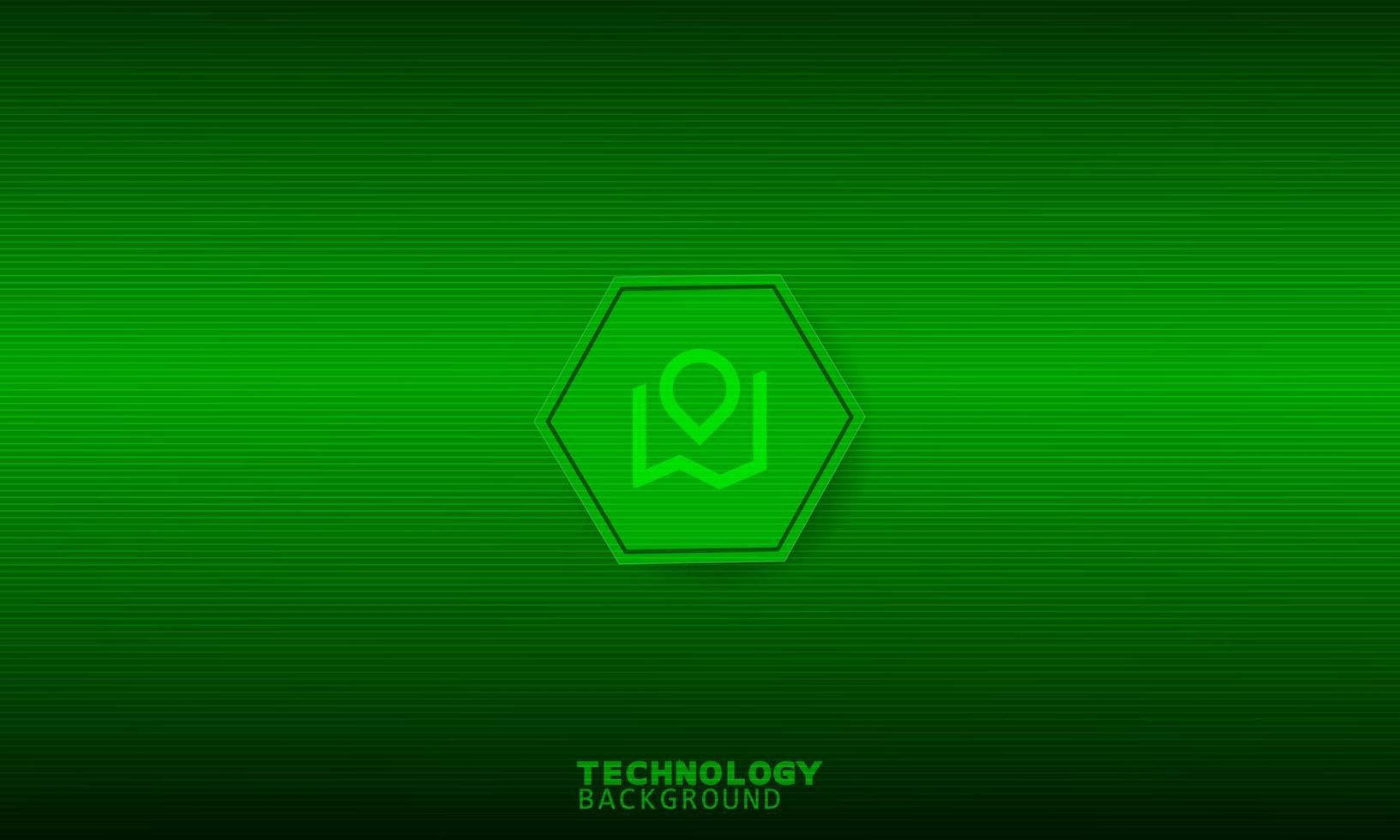 Pin icon in green hexagon with green background. vector