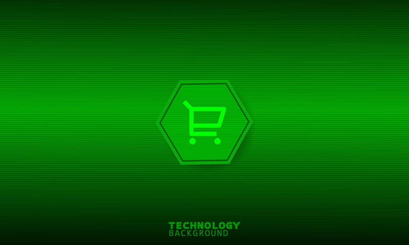 Shopping basket icon in green hexagon with green background. vector