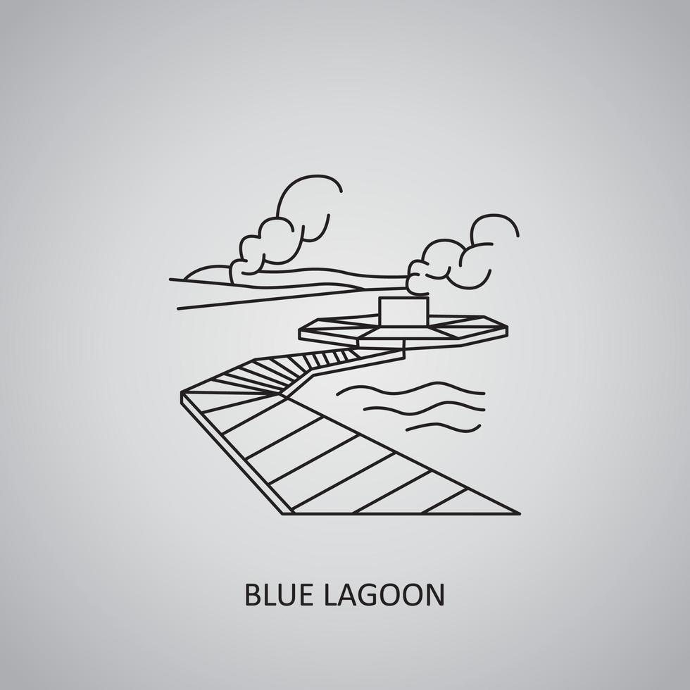 Blue Lagoon icon on grey background. Iceland, Grindavik. Line icon vector