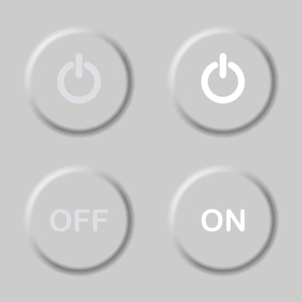 apagar y encender los botones. neumorfismo icono del botón de encendido apagado encendido. vector