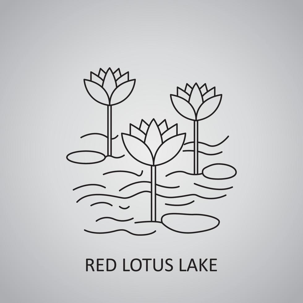 lago de loto rojo en tailandia, udon thani. icono vector