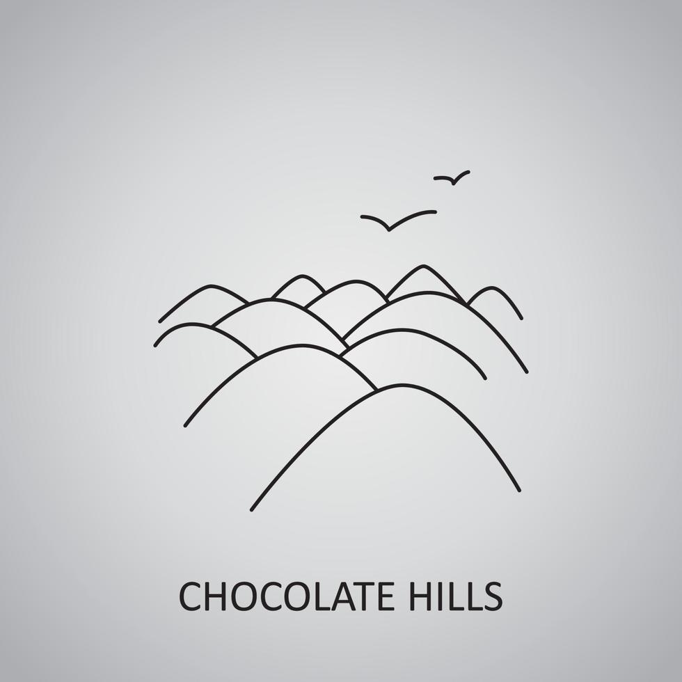 colinas de chocolate en filipinas, bohol. icono vector