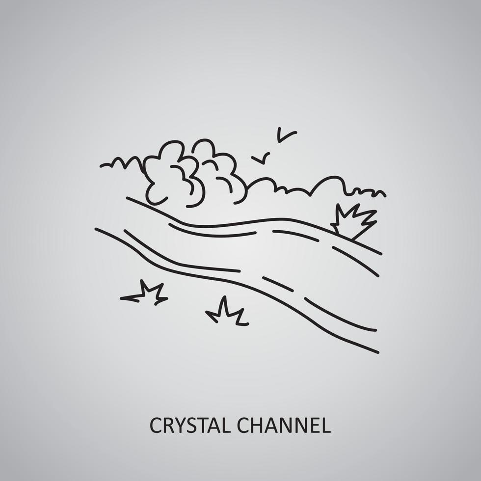 Crystal Channel icon on grey background. Colombia, Meta. Line icon vector