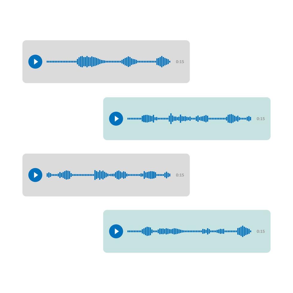 Audio message templates. Social media. Voice messages chat. Vector