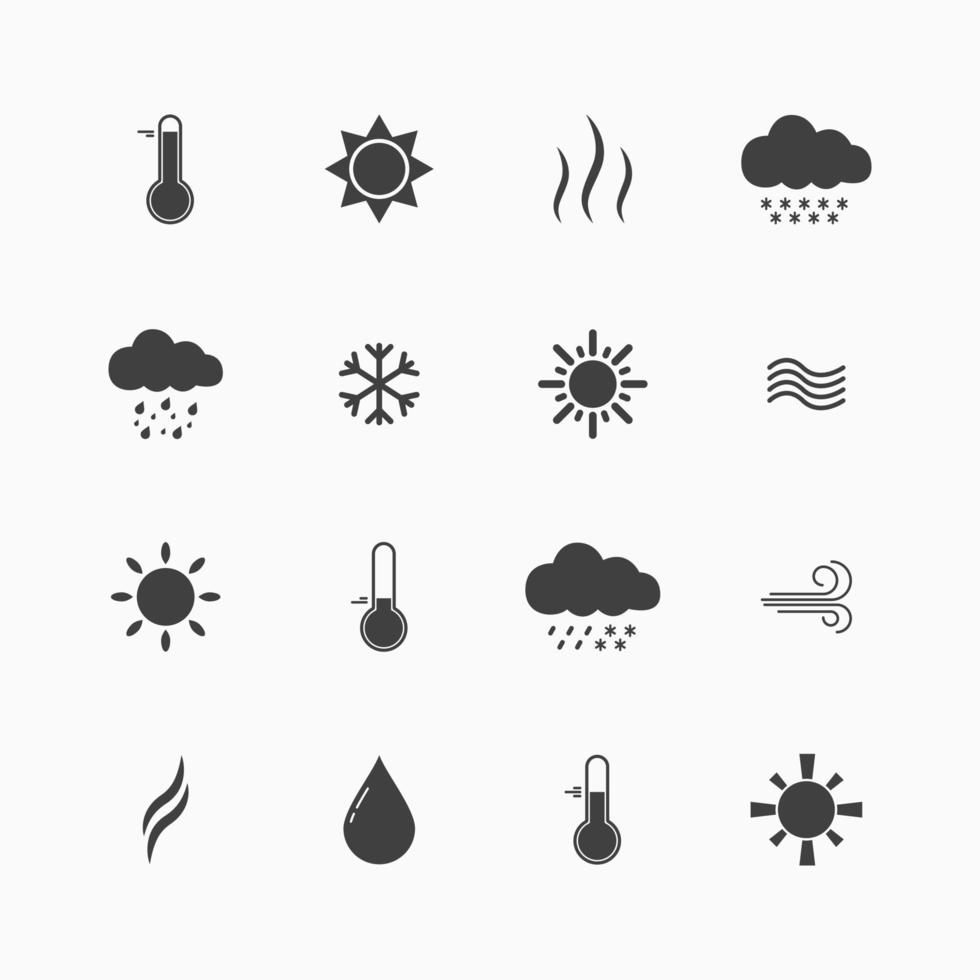 establecer iconos meteorológicos. iconos de pronóstico del tiempo. vector