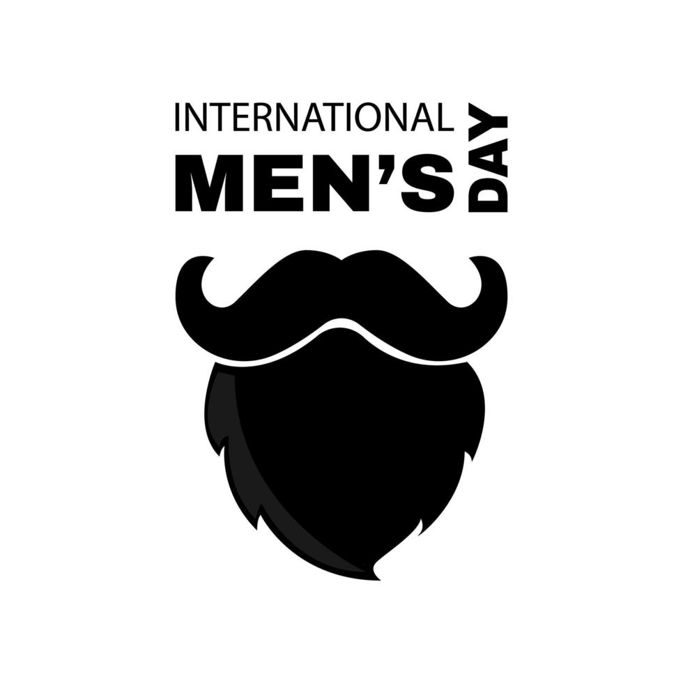 International men's day. Greeting card with beard and mustache. vector