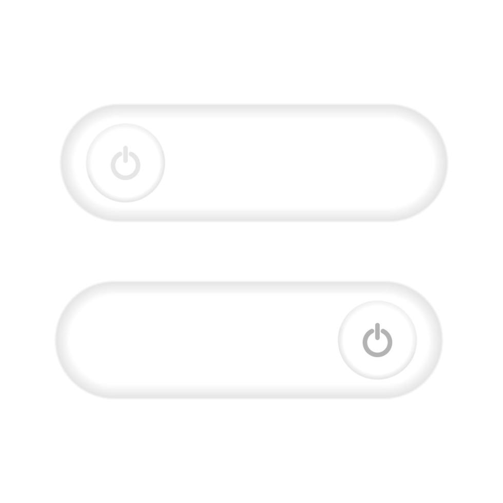 On and Off toggle switch buttons on white background - lock and unlock icon - padlock in neumorphic design. Neumorphism vector