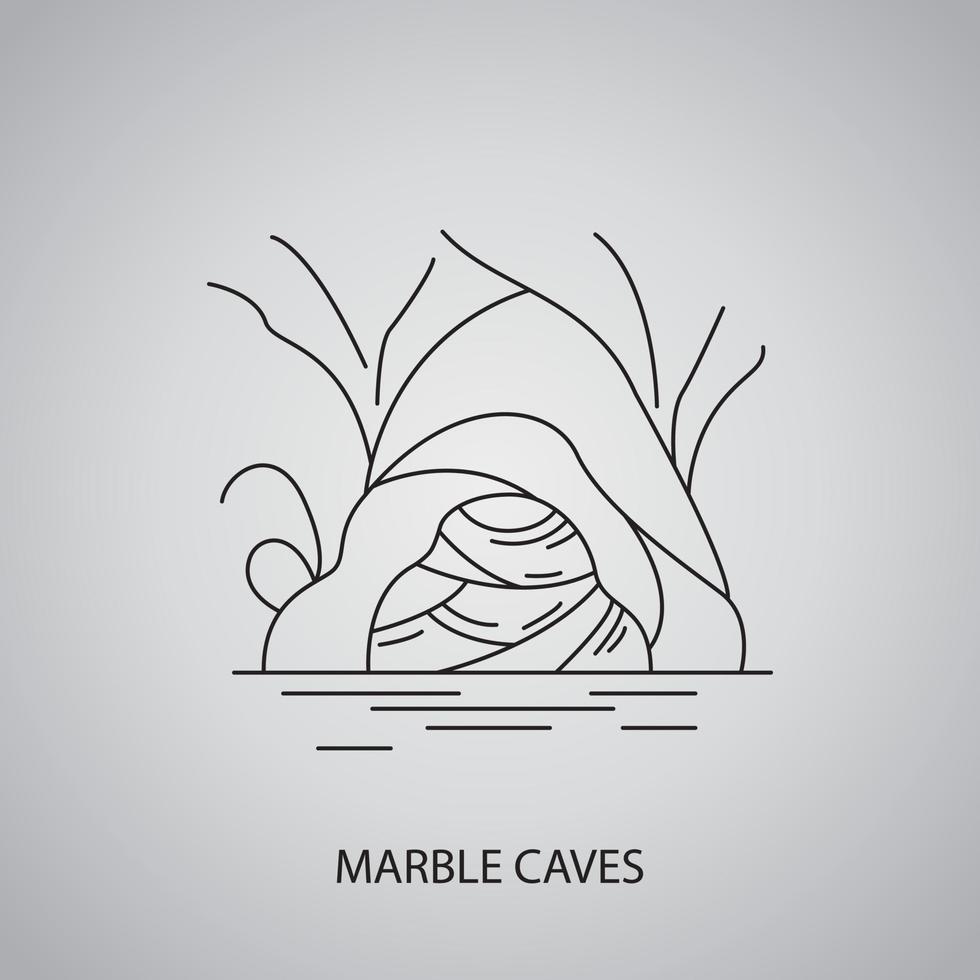 Marble caves icon on grey background. Chile, Chile Chico. Line icon vector