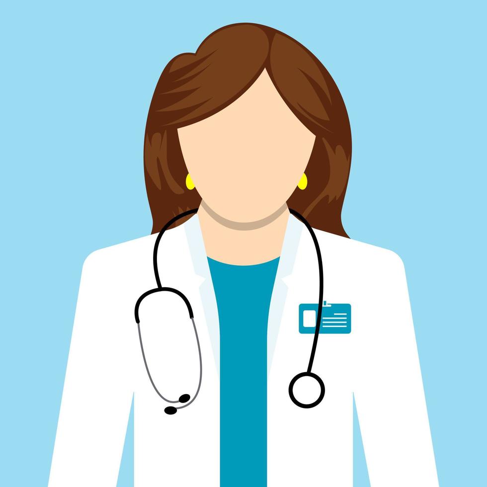 médico, enfermera, trabajador de la salud, personal médico. cara vacía perfil de retrato de diseño plano médico en línea vector