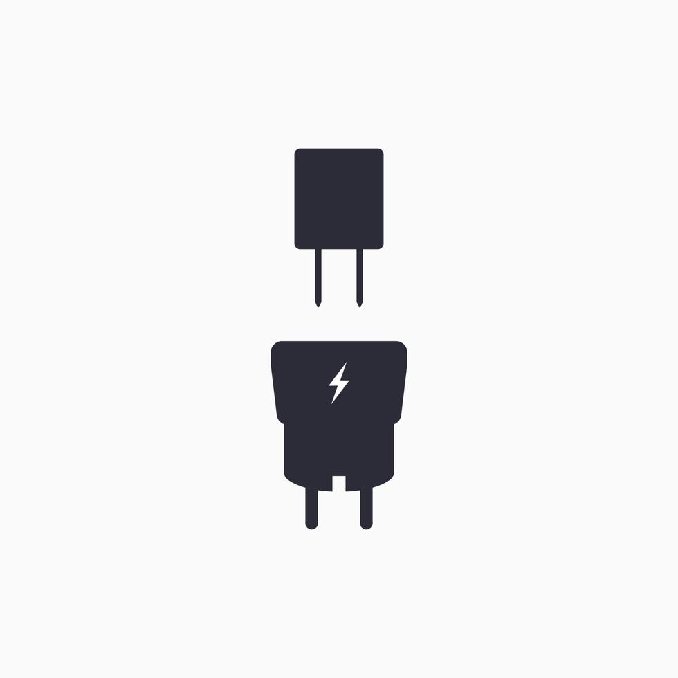 Plug adapter with smartphone USB charger adapter. Lightning icon. Vector