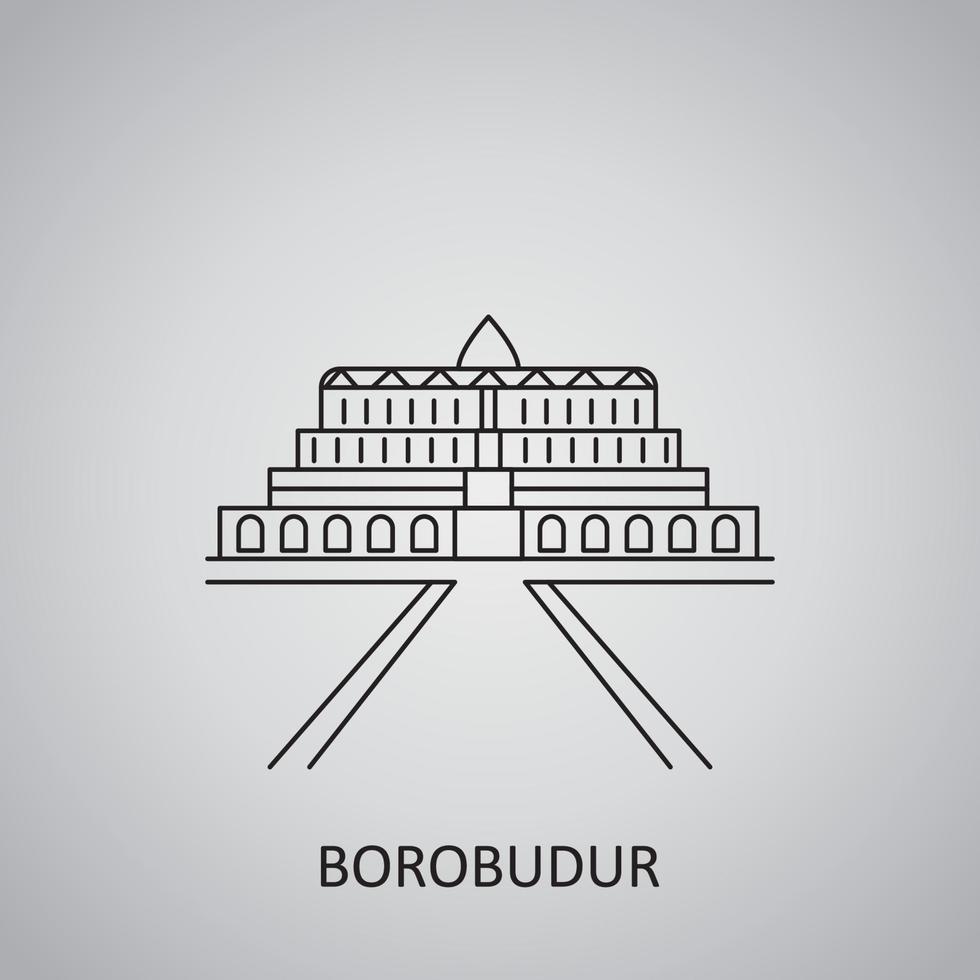 icono del templo de borobudur. icono de línea simple vector