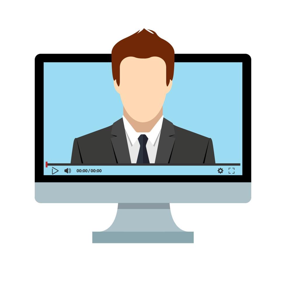 Online education when you stay at home. Internet access for distance learning. Video player on computer screen vector