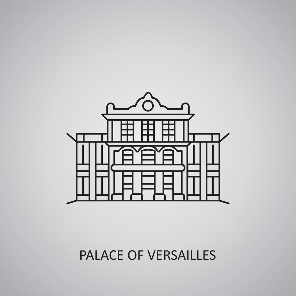 lugar del icono de Versalles sobre fondo gris. francia, versalles. icono de línea vector