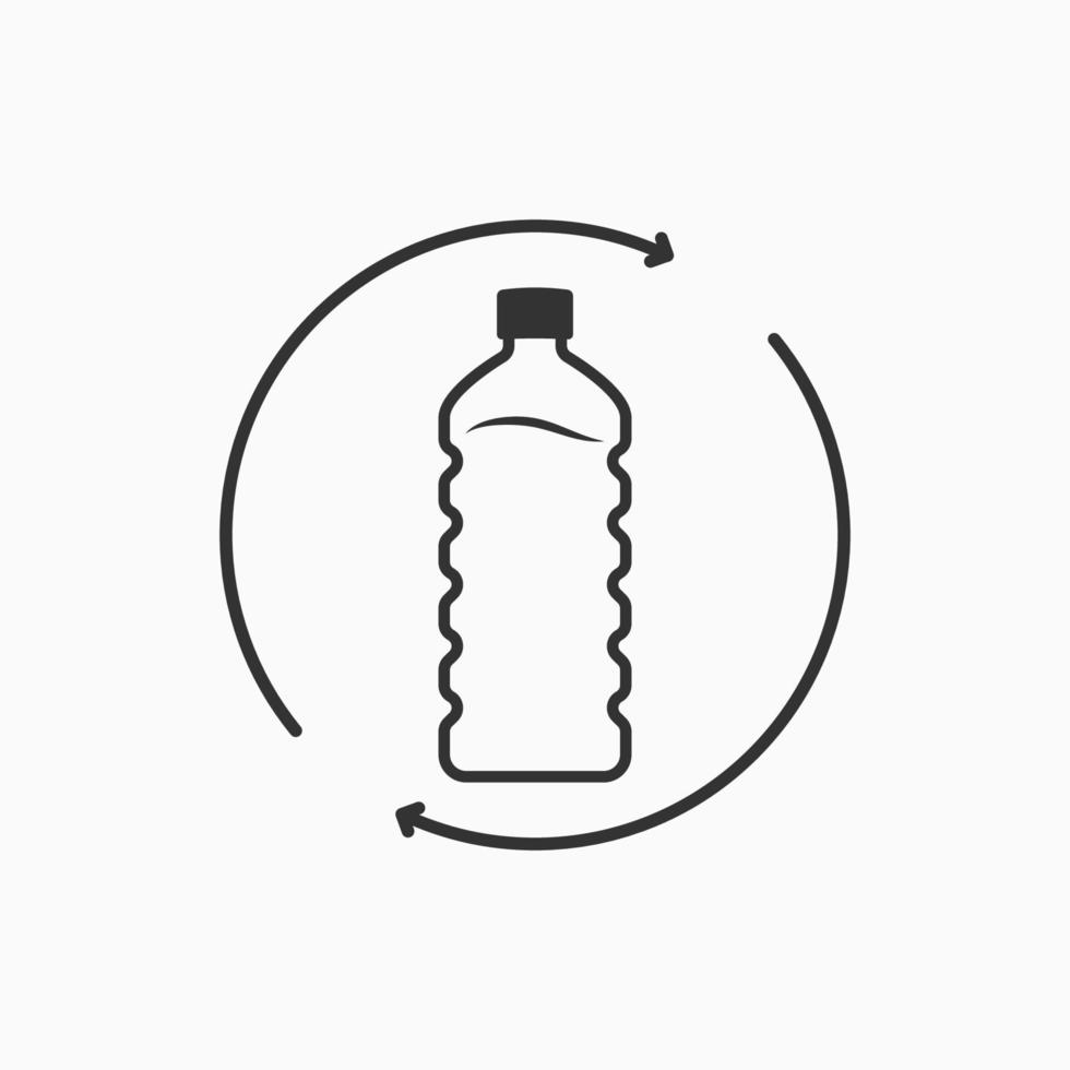 reciclar el icono de la línea de botellas de plástico. vector de reciclaje de productos plasticos