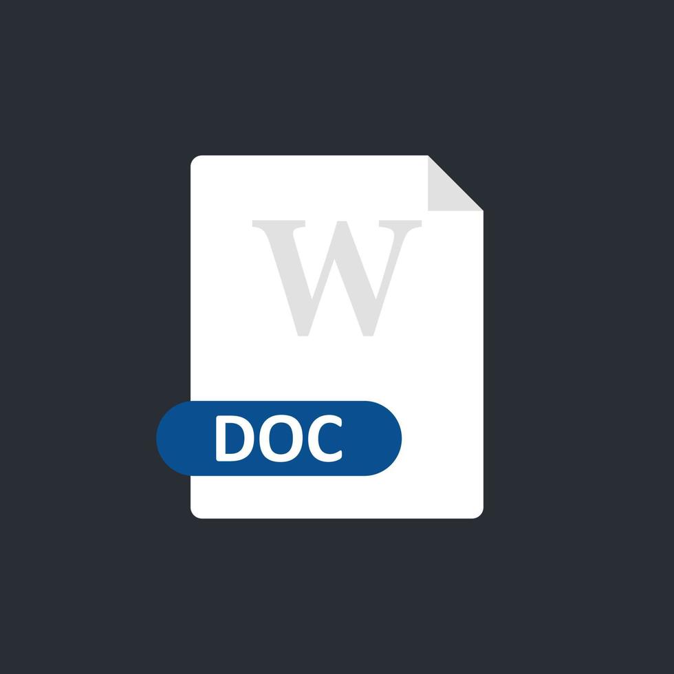 Doc file icon. Word document format file. Vector