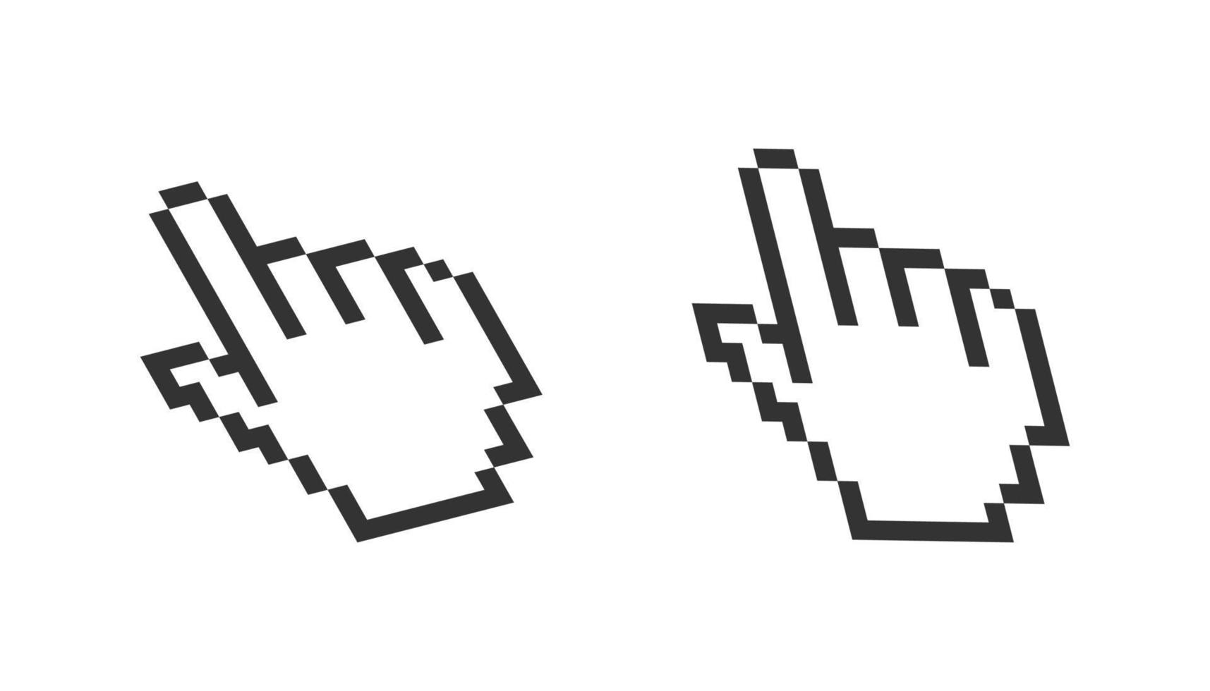 Mouse cursor icon. Computer hand cursor. Pixelated hand pointer. Vector
