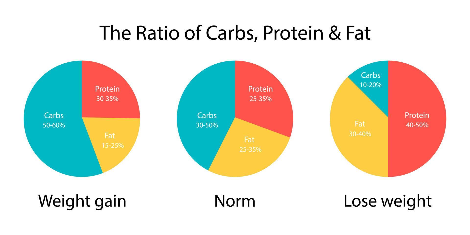 The Diagram Ratio Of Carbs Fats And Protein For Weight Gain And Lose 