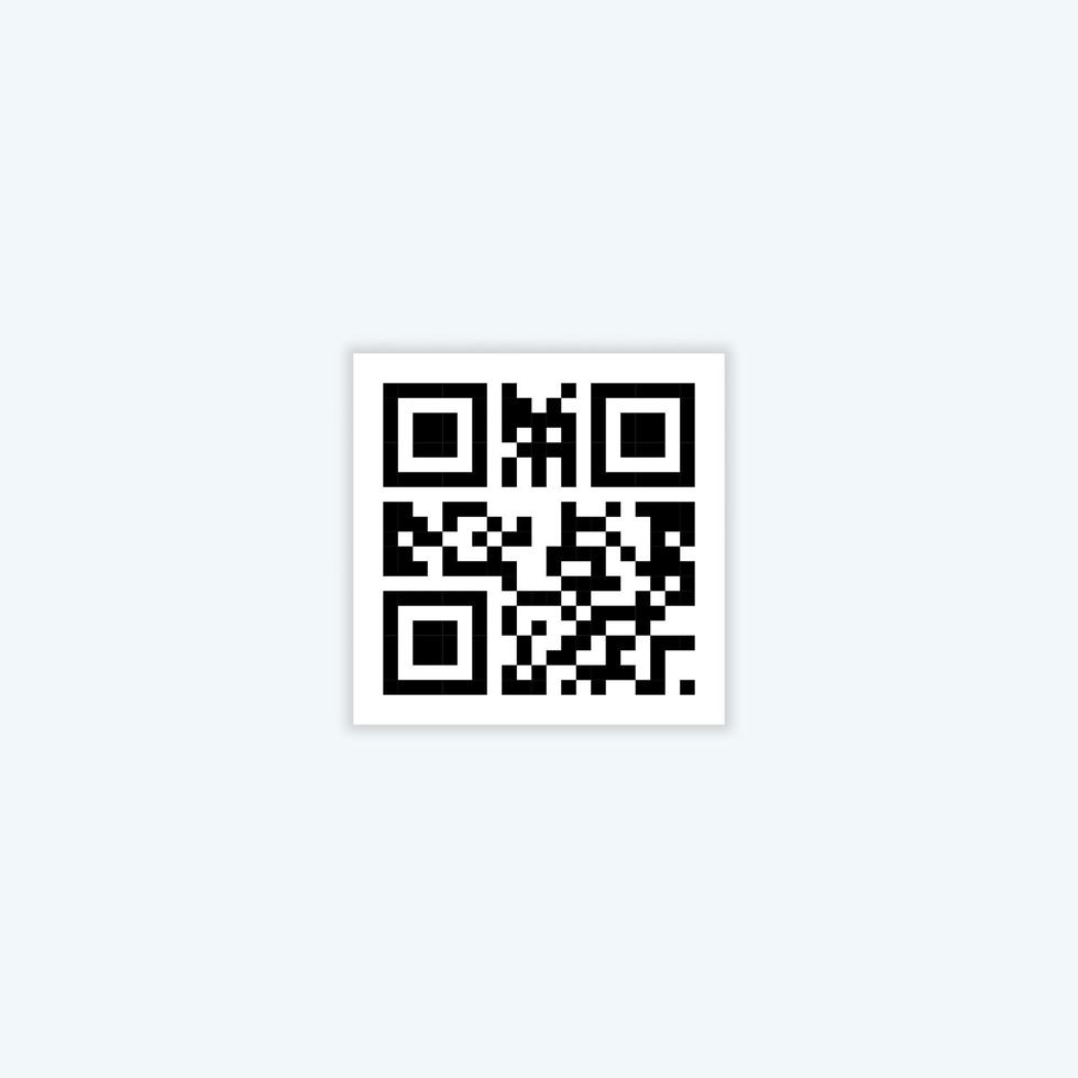 Qr code label. Sample qr code for scan. Vector