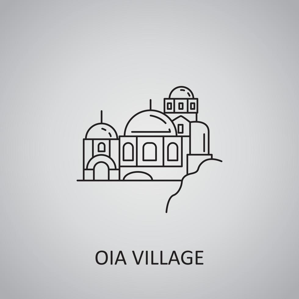 icono de la aldea de oia sobre fondo gris. grecia, santorini. icono de línea vector