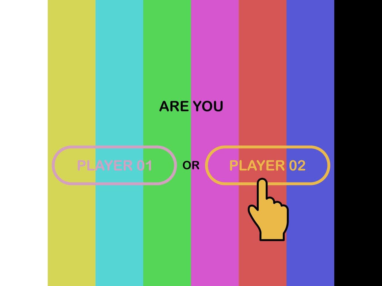 Prevention of digital television background. Player choice in game. Template video game. Vector