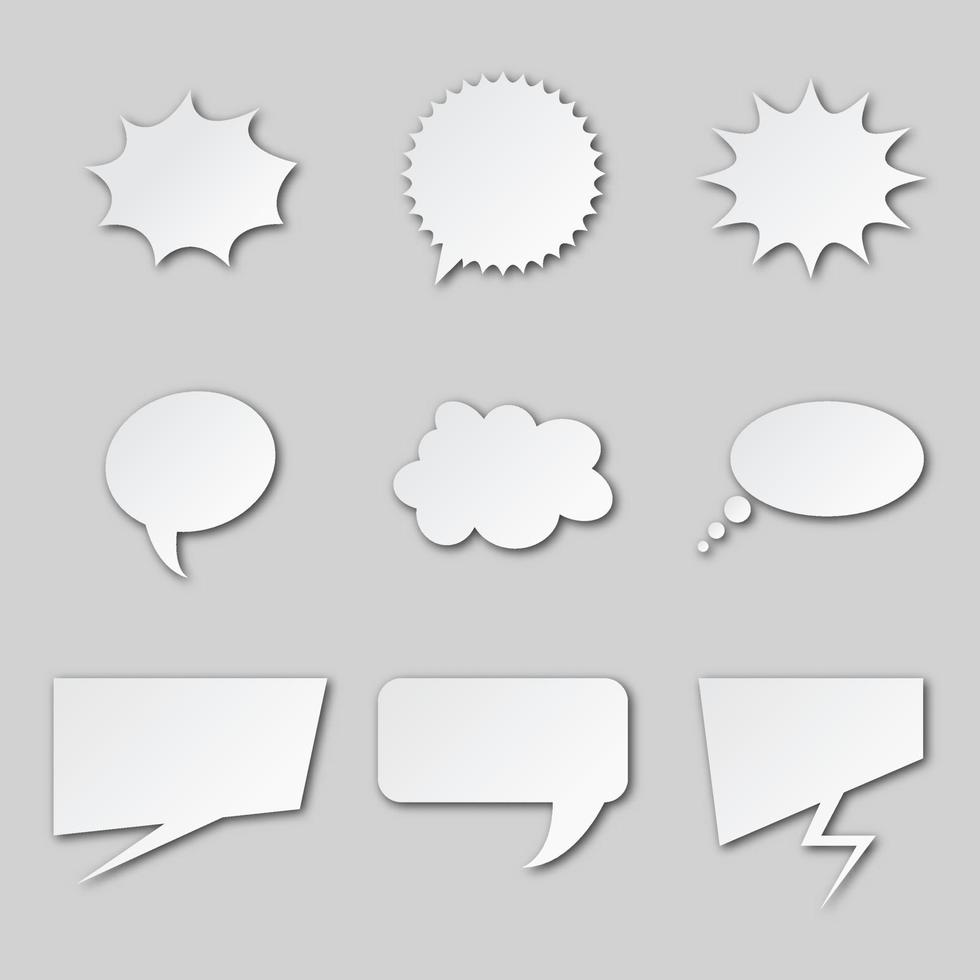 Set different empty speech bubble, chat sign icon - stock vector. Realistic trendy think bubbles set with shadow.Empty blank comic bubbles. vector