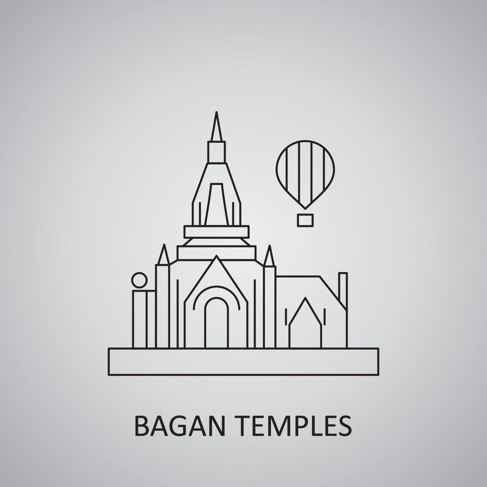 Bagan Temples in Myanmar, Bagan. Icon vector