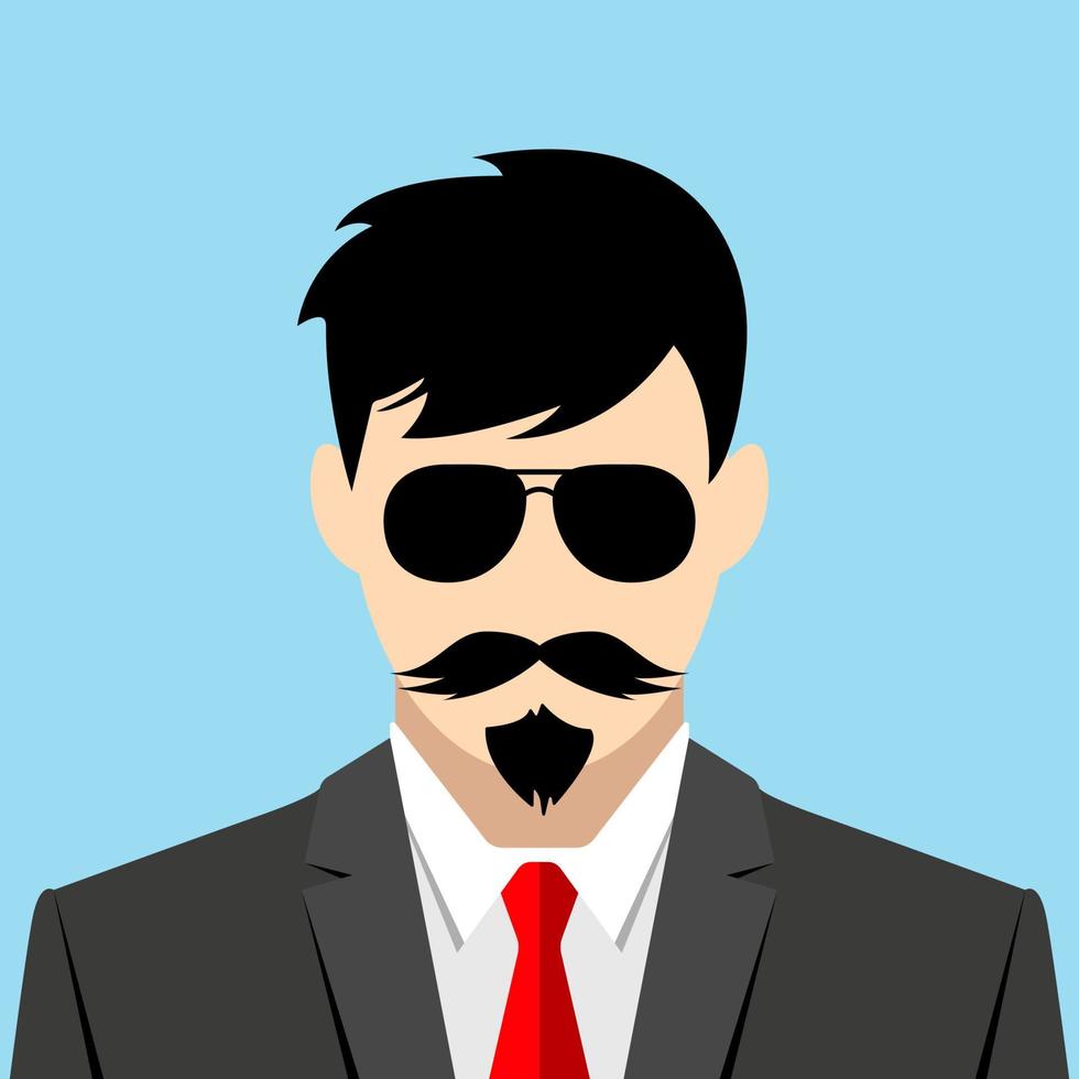 Serious man and grey suit. Italian Mafia with a red tie on a blue background vector