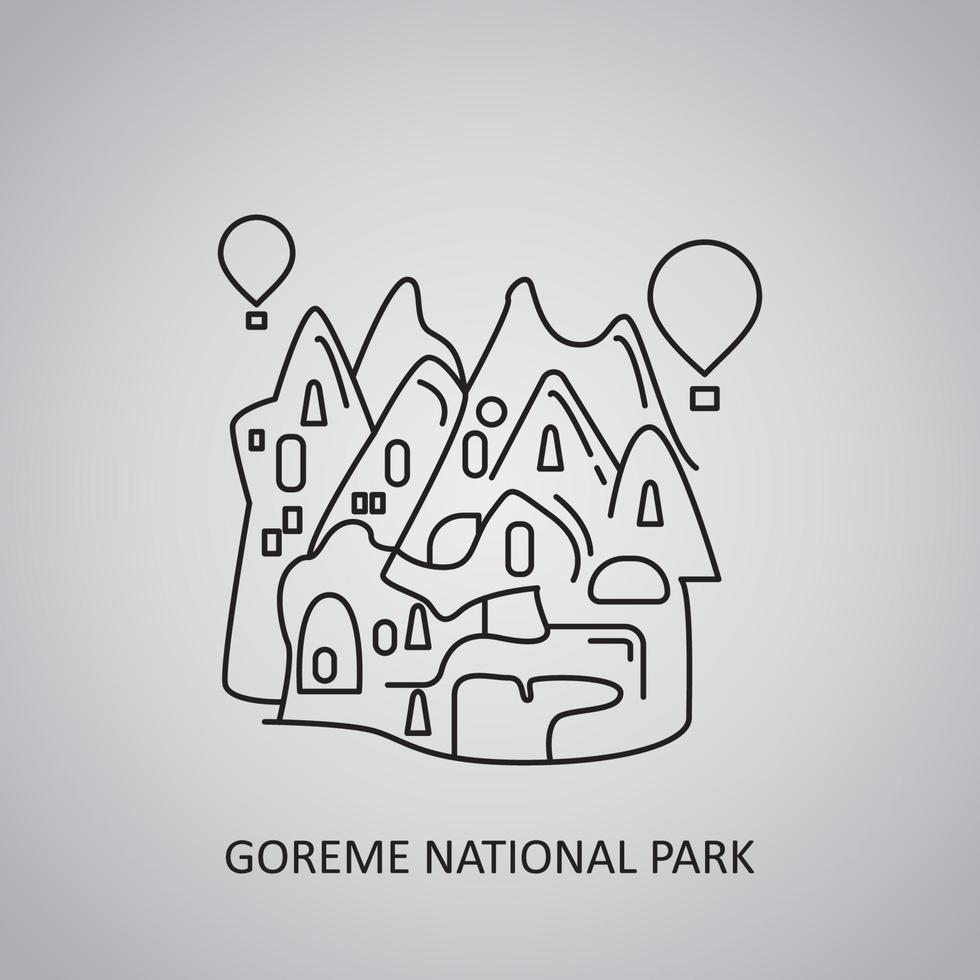 Goreme national park in Turkey, Cappadocia. Icon vector