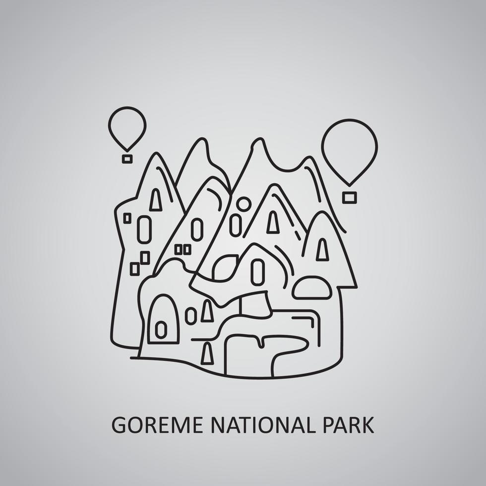 Goreme national park in Turkey, Cappadocia. Icon vector