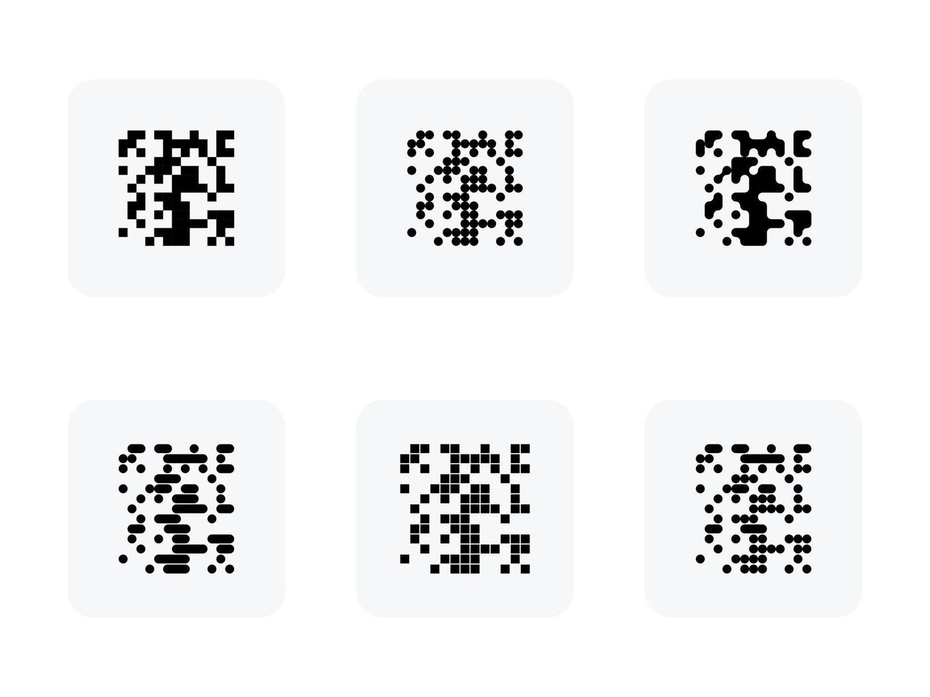 Set of various types of qr code. Various qr code structure. Dot, line